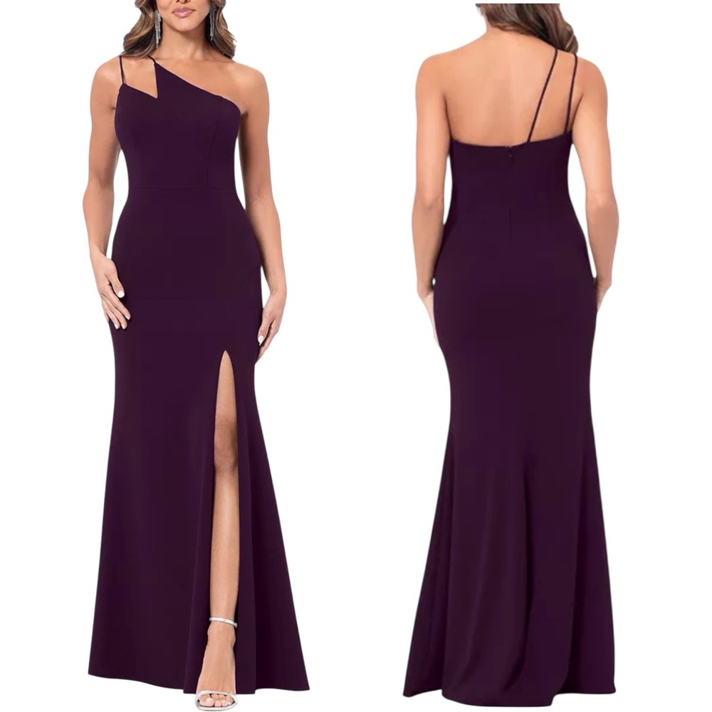 NWT AQUA Bloomigdale's Single Shoulder Fitted Gown  Mulberry Size 4